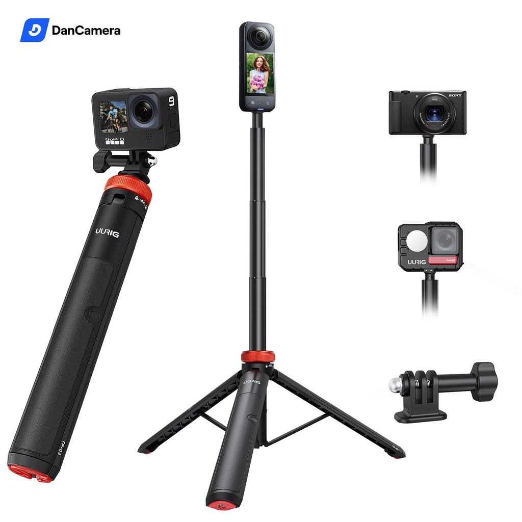 Gậy Selfie stick và tripod Dancam Uurig Tp-03 2 trong 1 dài 1m3 đa năng dành cho Gopro/insta360/DJI