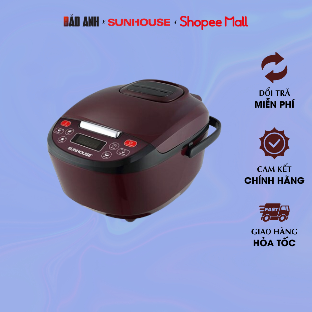 Nồi cơm điện tử 1.8L Sunhouse SHD8909 có chế độ hẹn giờ. An toàn và tiện lợi. BH 12T