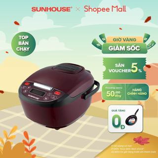 Nồi cơm điện tử 1.8L Sunhouse SHD8909 | Công suất 700W | Ruột nồi 5 lớp, phủ chống dính Whitford an toàn