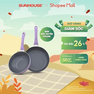Cặp chảo chống dính đáy từ VIOLET SUNHOUSE VI112024 size 20cm-24cm| 3 lớp chống dính vân đá siêu bền, chống dính
