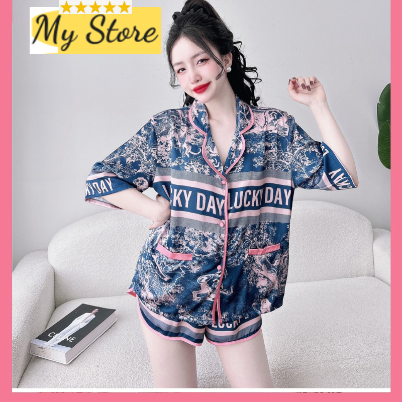 Đồ bộ Pijama đùi dơi nữ bigsize dưới 70kg, chất Lụa latin loại 1 cao cấp siêu mịn, mướt MY STORE