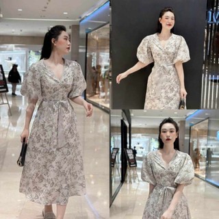 Đầm nữ xòe tay phồng viền cổ tiểu thư thích hợp đi tiệc