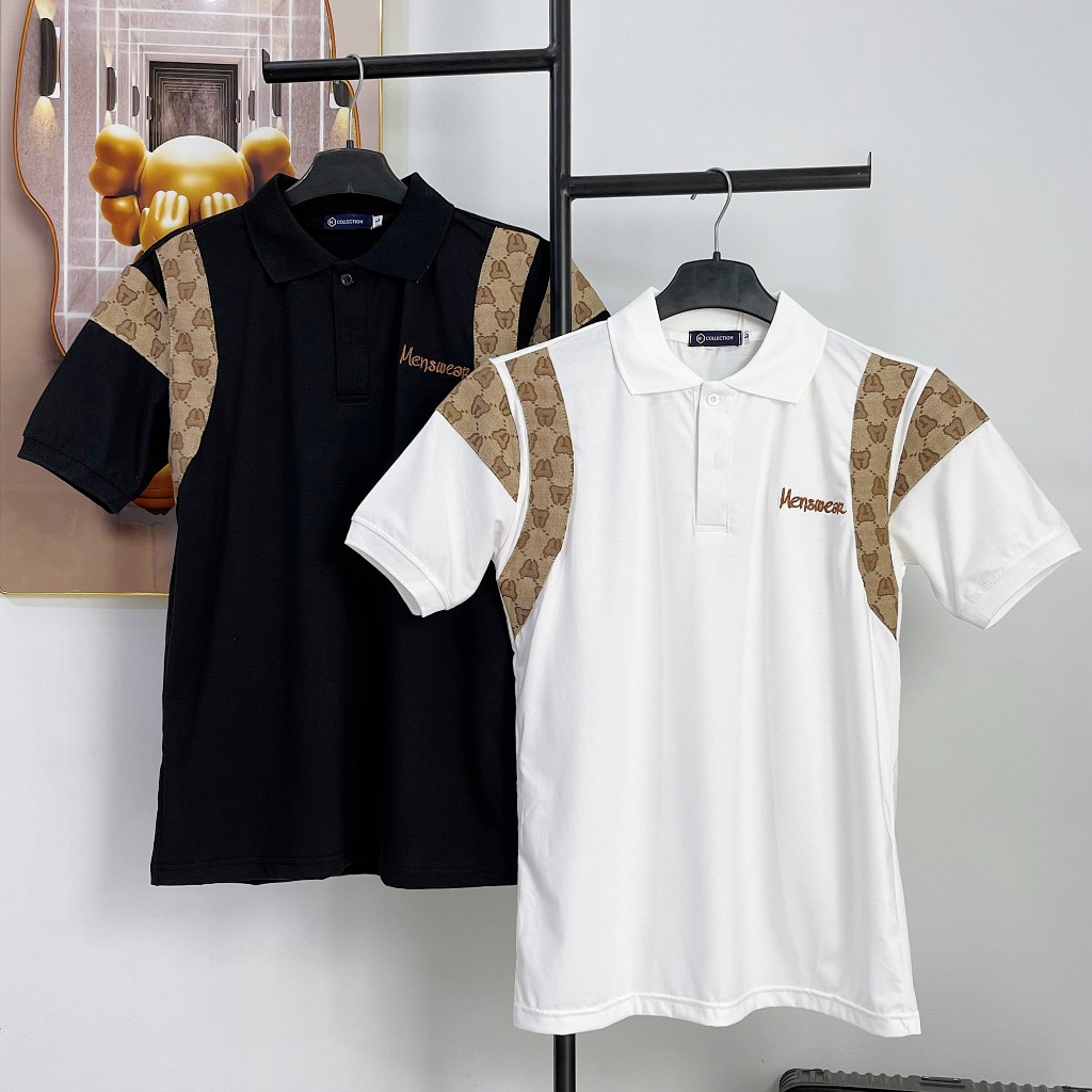 Áo thun polo nam, áo thun nam có cổ tay ngắn phối vai G, thêu chữ, tổng hợp các mẫu áo thun polo đẹp hàng hot trend