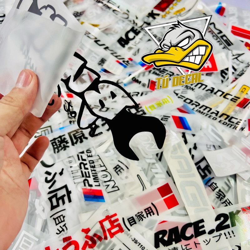 Tem logo sticker racing in siêu trong dán trang trí mọi dòng xe, thích hợp dành cho các loại xe sáng màu
