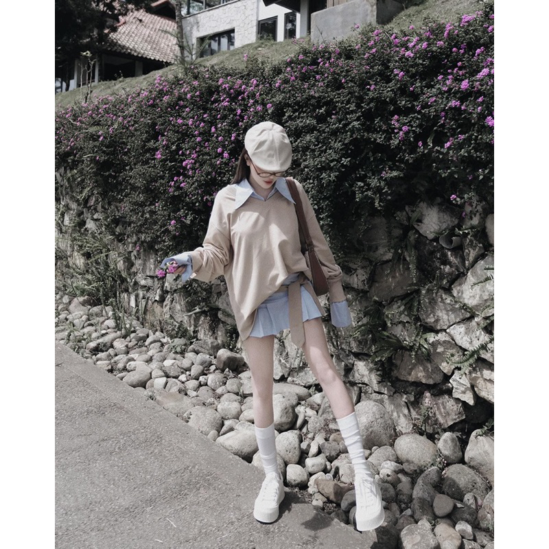 ẢNH THẬT-Set mùa thu phối sơ mi mai phương bùi fulltagmac 2 tem