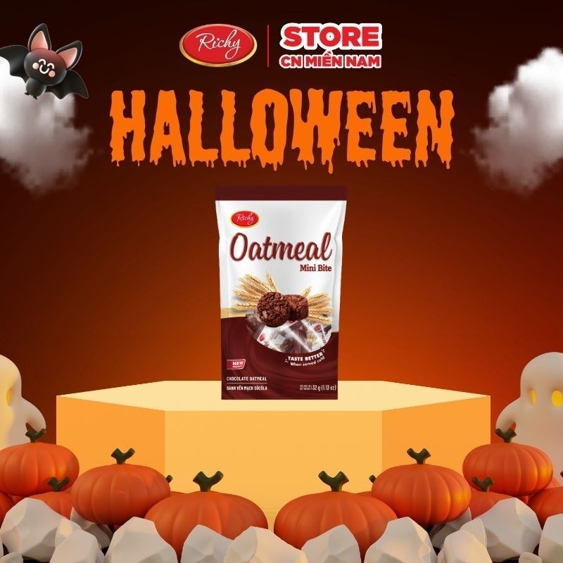 Bánh yến mạch Oatmeal Richy vị socola túi 32g