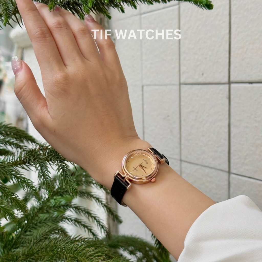 Đồng Hồ Nữ Mặt Nhỏ AME Tif Watches Dây Da Cá Sấu Vintage Nhã Nhặn Sang Trọng