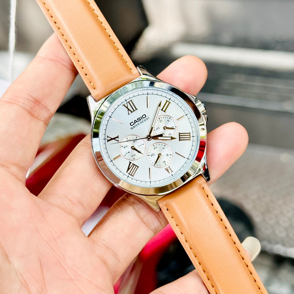 Đồng hồ đôi nam nữ dây da Casio MTP LTP V300L 7A