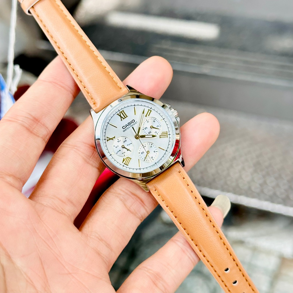 Đồng hồ đôi nam nữ dây da Casio MTP LTP V300L 7A