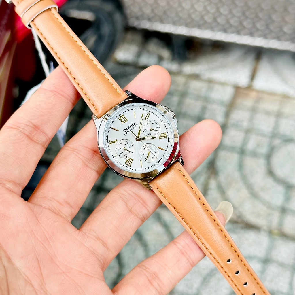 Đồng hồ đôi nam nữ dây da Casio MTP LTP V300L 7A