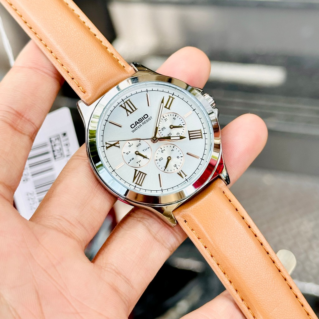 Đồng hồ đôi nam nữ dây da Casio MTP LTP V300L 7A