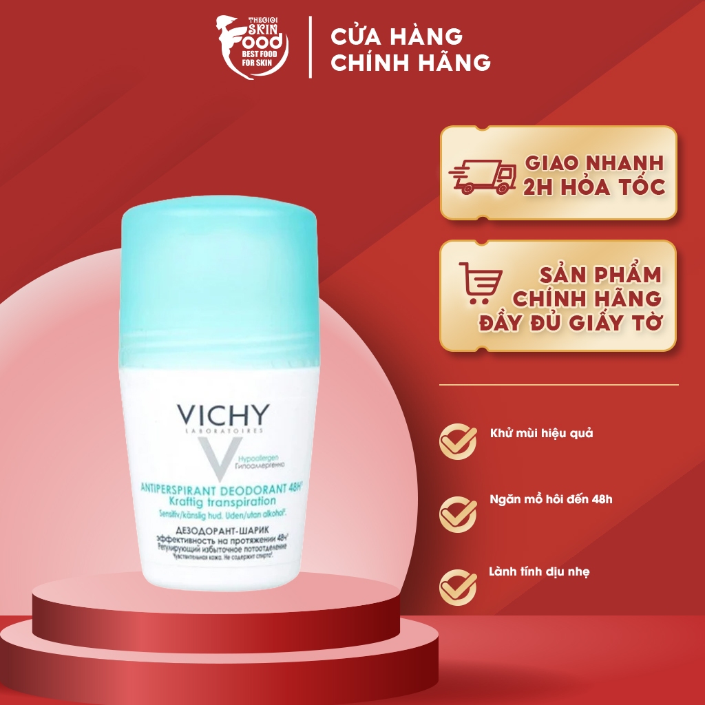 Lăn Khử Mùi Mồ Hôi Dưới Cánh Tay Vichy Traitement Anti-Transpirant 48h 50ml (che tên sản phẩm khi giao hàng)