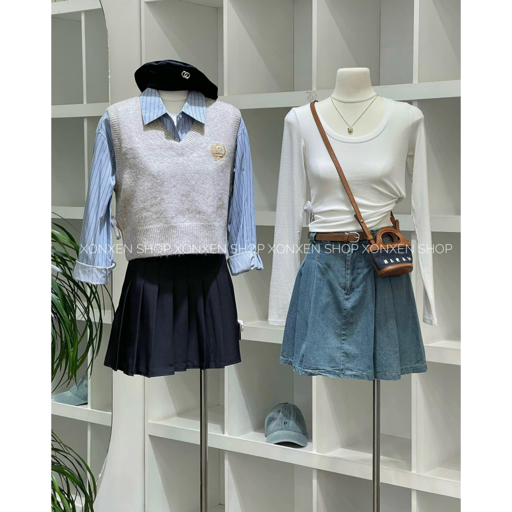 Áo Thun Tay Dài XONXEN SHOP HUẾ Trơn Cổ Rộng mã 602542