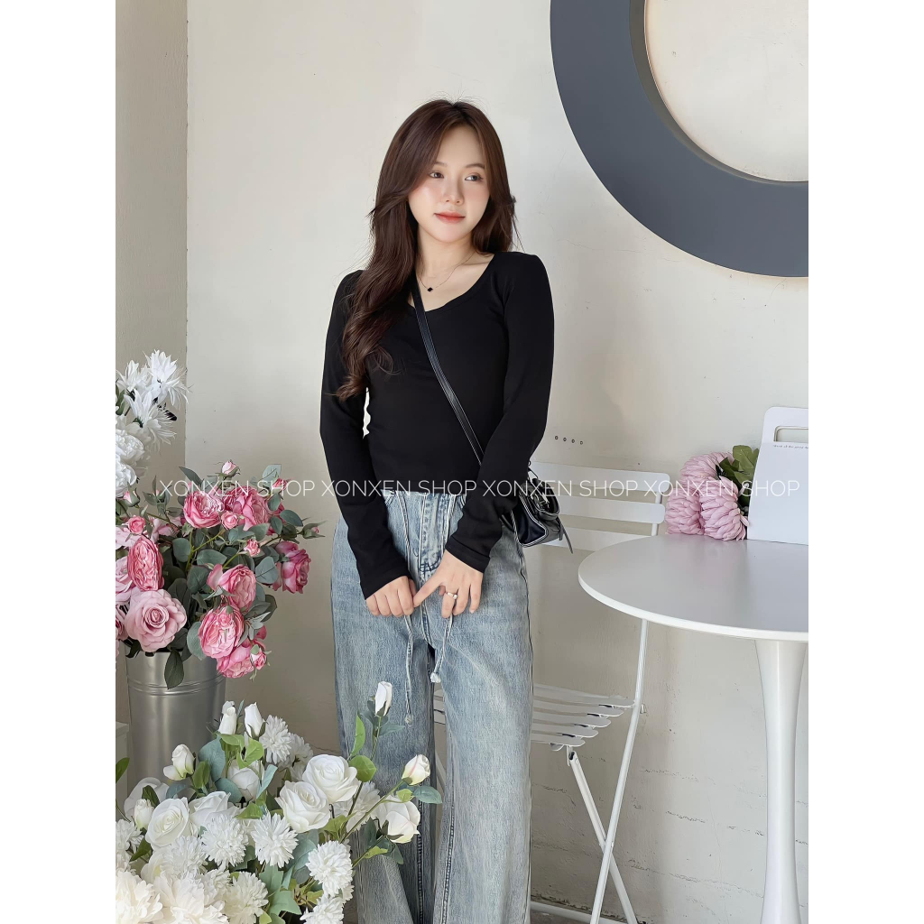 Áo Thun Tay Dài XONXEN SHOP HUẾ Trơn Cổ Rộng mã 602542