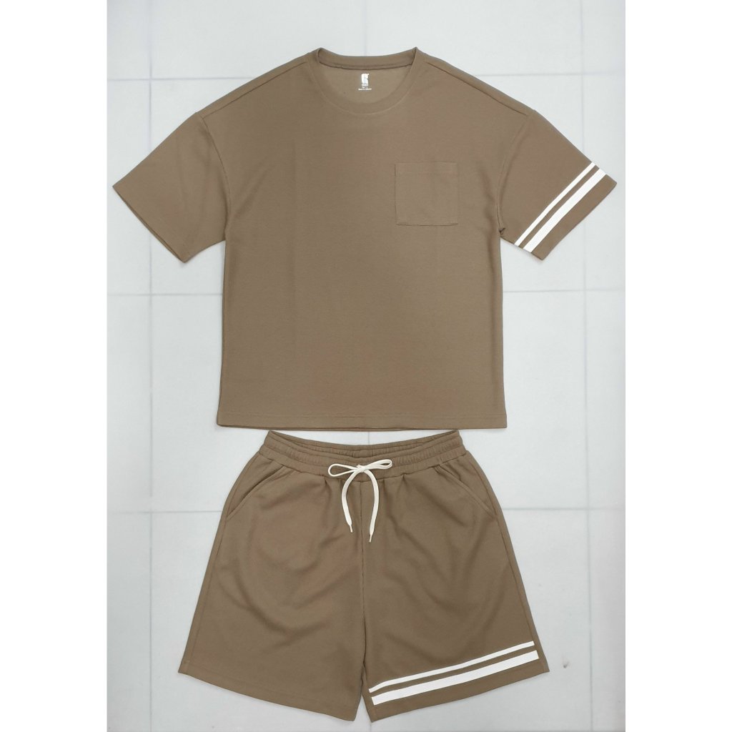 Bộ Thun Nam Phối tay Tay Ngắn Quần Ngắn M-XXL Ghp-Garment