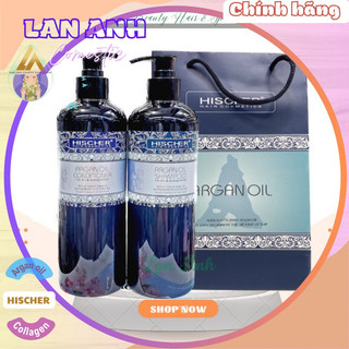 Gội Xả Hischer Argan Oil 1000ml Dầu gội phục hồi tóc hư tổn Dưỡng tóc mềm mượt Ngăn ngừa gàu giảm rụng tóc hiệu quả