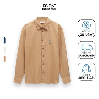 Áo sơ mi nam tay dài thêu form regular - routine 10f22shl022