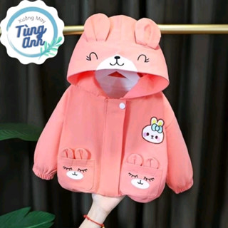 Áo khoác gió cho bé mũ tai thỏ dễ thương cho bé từ 6 -22kg