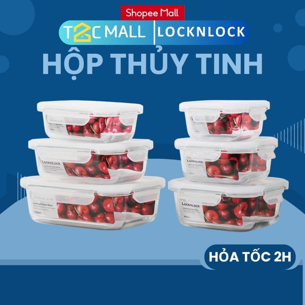Hộp bảo quản thực phẩm thủy tinh LocknLock BLANC chịu nhiệt cao LLG1101, LLG1102, LLG1103, LLG1104, LLG1105- T2CMALL