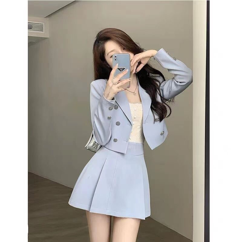 SET ÁO VEST BLAZER + CHÂN VÁY XANH PASTEL THỜI TRANG NỮ TRANG TRỌNG, SIZE S->XL