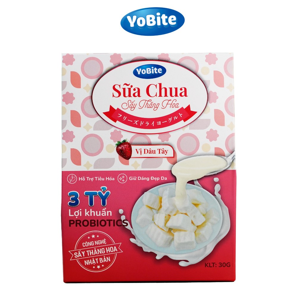Combo 4 Hộp Sữa Chua Sấy YoBite Healthy 30gr - Vị Truyền Thống, Dâu Tây, Việt Quất, Đào
