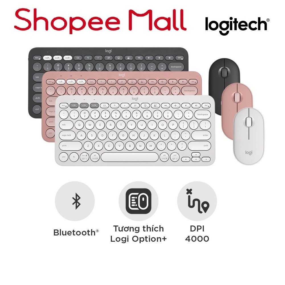 Bộ bàn phím Bluetooth Logitech K380s và chuột Bluetooth Logitech M350s - Yên tĩnh, Di động, Easy-Switch