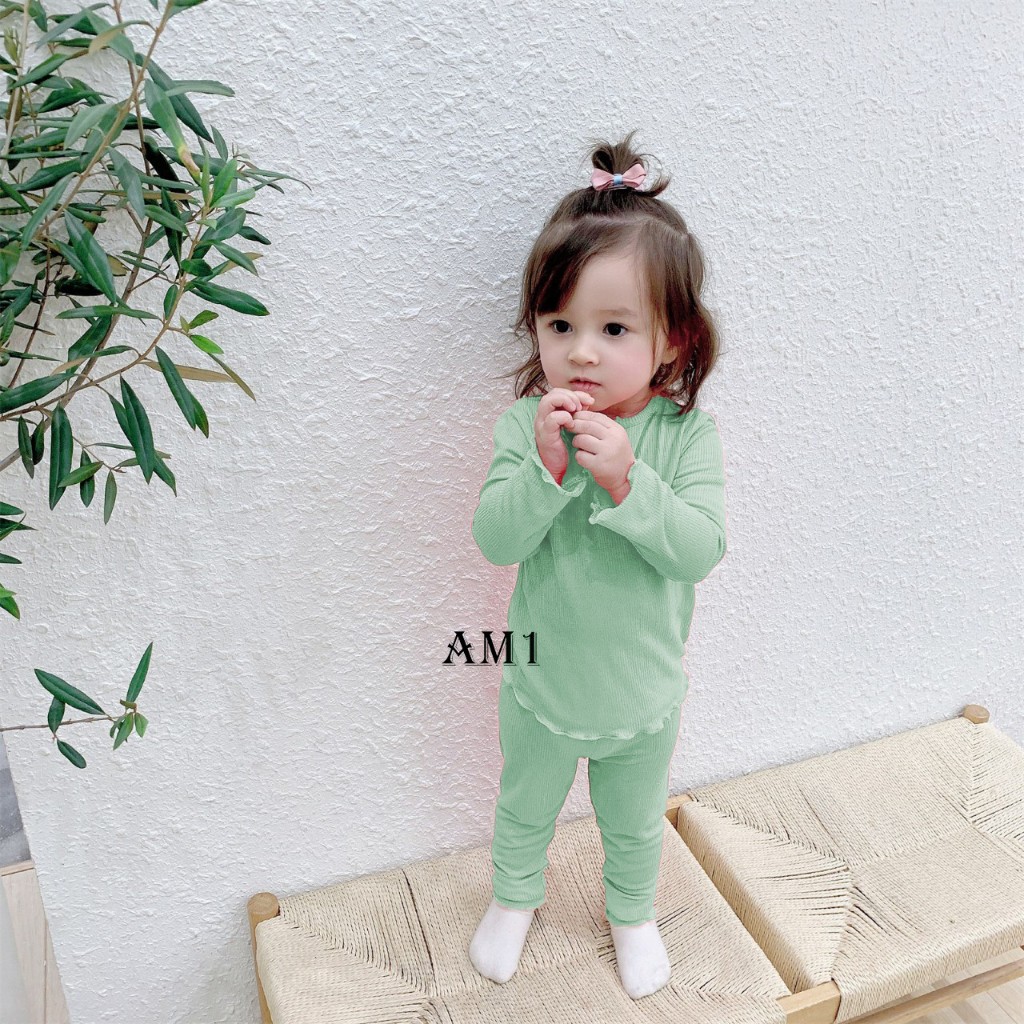 Đồ bộ cho bé dài tay QATE833 - đồ bộ bé trai và đồ bộ bé gái vải thun tăm TB68