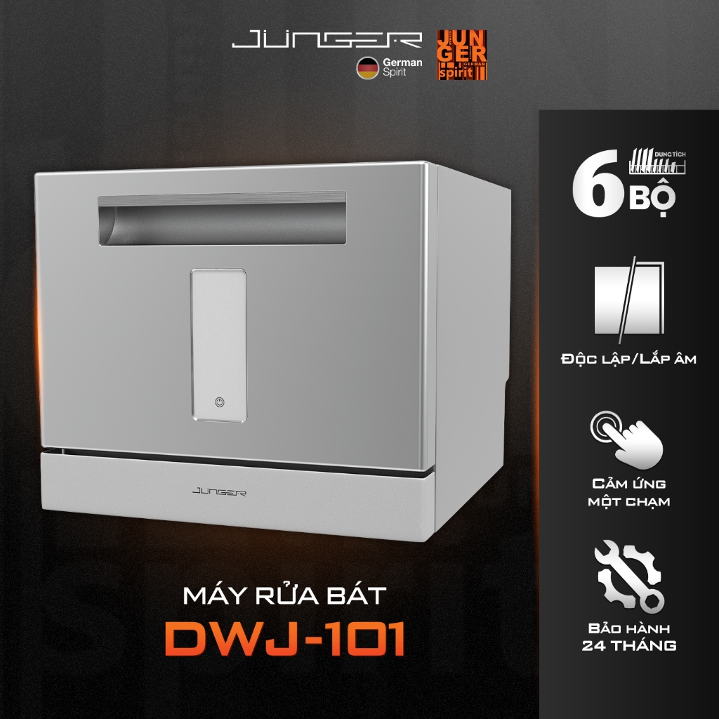 Máy rửa bát mini JUNGER DWJ-101 Dung tích 6 bộ Hàng Chính Hãng Bảo Hành 24 Tháng