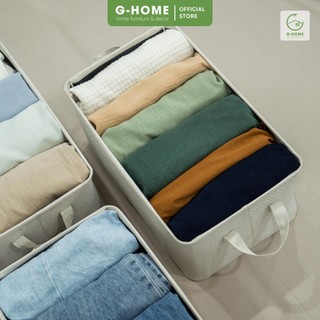 Hộp vải xếp quần áo ngăn nắp Ghome thùng vải đựng đồ chữ nhật kèm khung sắt vải canvas gấp gọn TV23M5