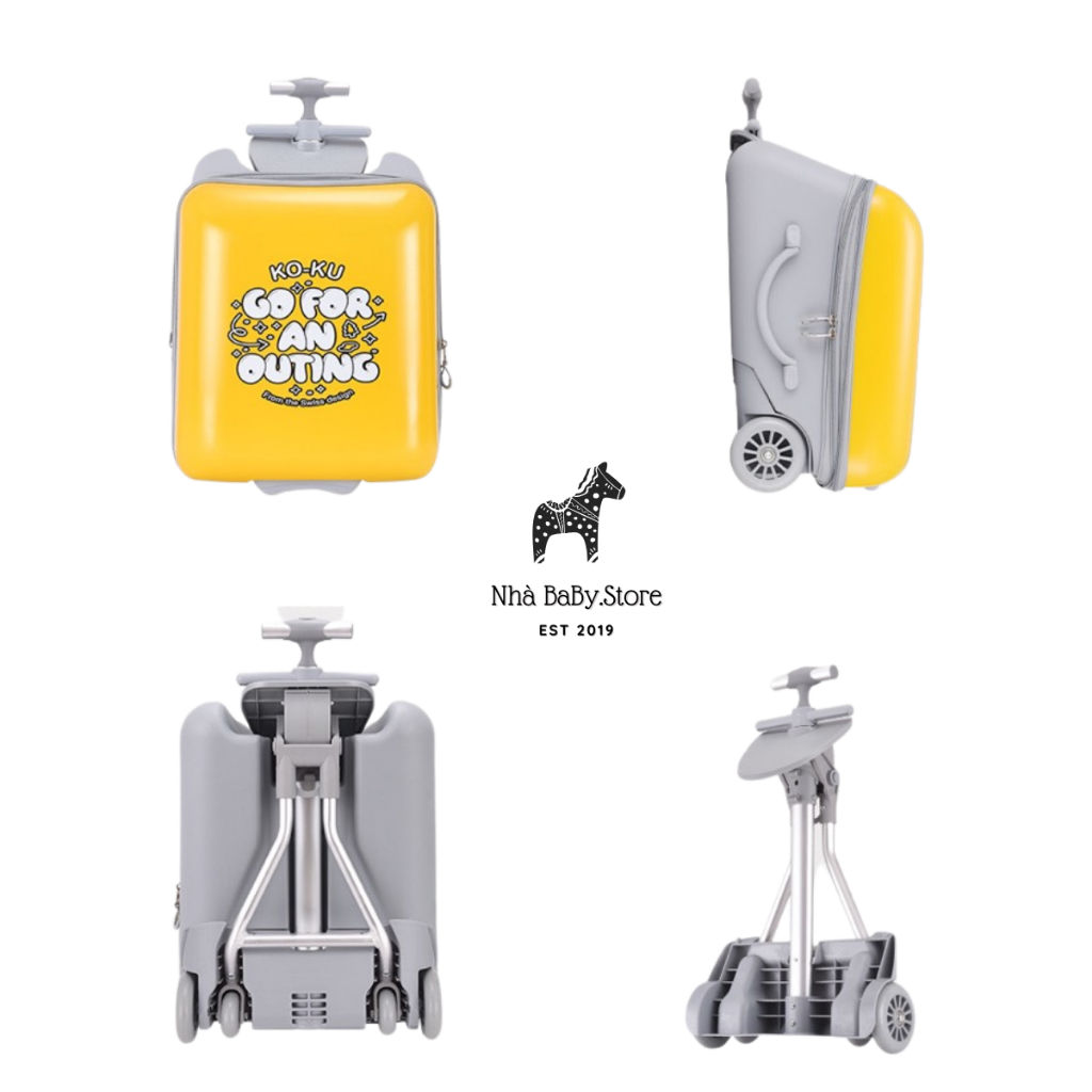 Vali kiêm Xe Đẩy Koku Cho Bé xách tay 2in1 tặng kèm sticker nệm lót túi đựng giày