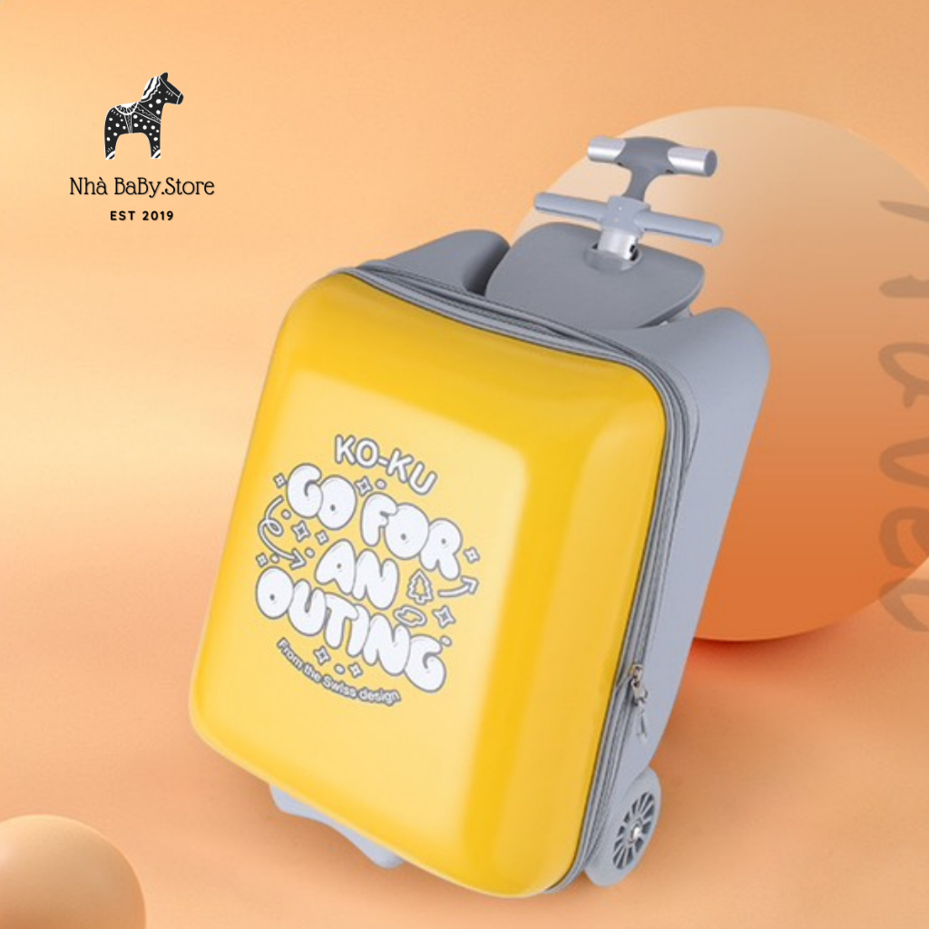 Vali kiêm Xe Đẩy Koku Cho Bé xách tay 2in1 tặng kèm sticker nệm lót túi đựng giày