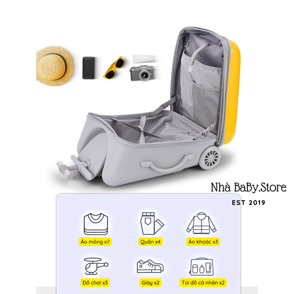 Vali kiêm Xe Đẩy Koku Cho Bé xách tay 2in1 tặng kèm sticker nệm lót túi đựng giày