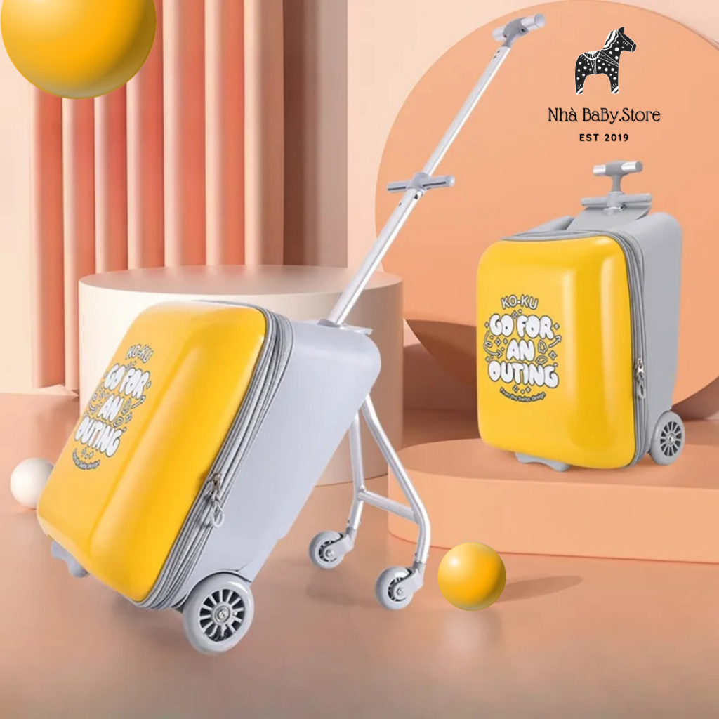 Vali kiêm Xe Đẩy Koku Cho Bé xách tay 2in1 tặng kèm sticker nệm lót túi đựng giày