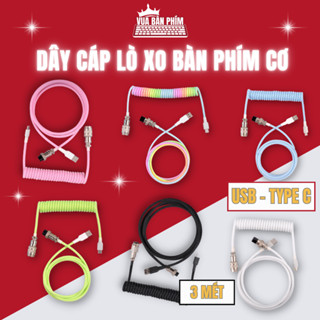 Dây cáp bàn phím cơ usb - type C, lò xo xoắn dây dù Polyethylene cao cấp,dài 3m, trục nối kim loại chuẩn GX12