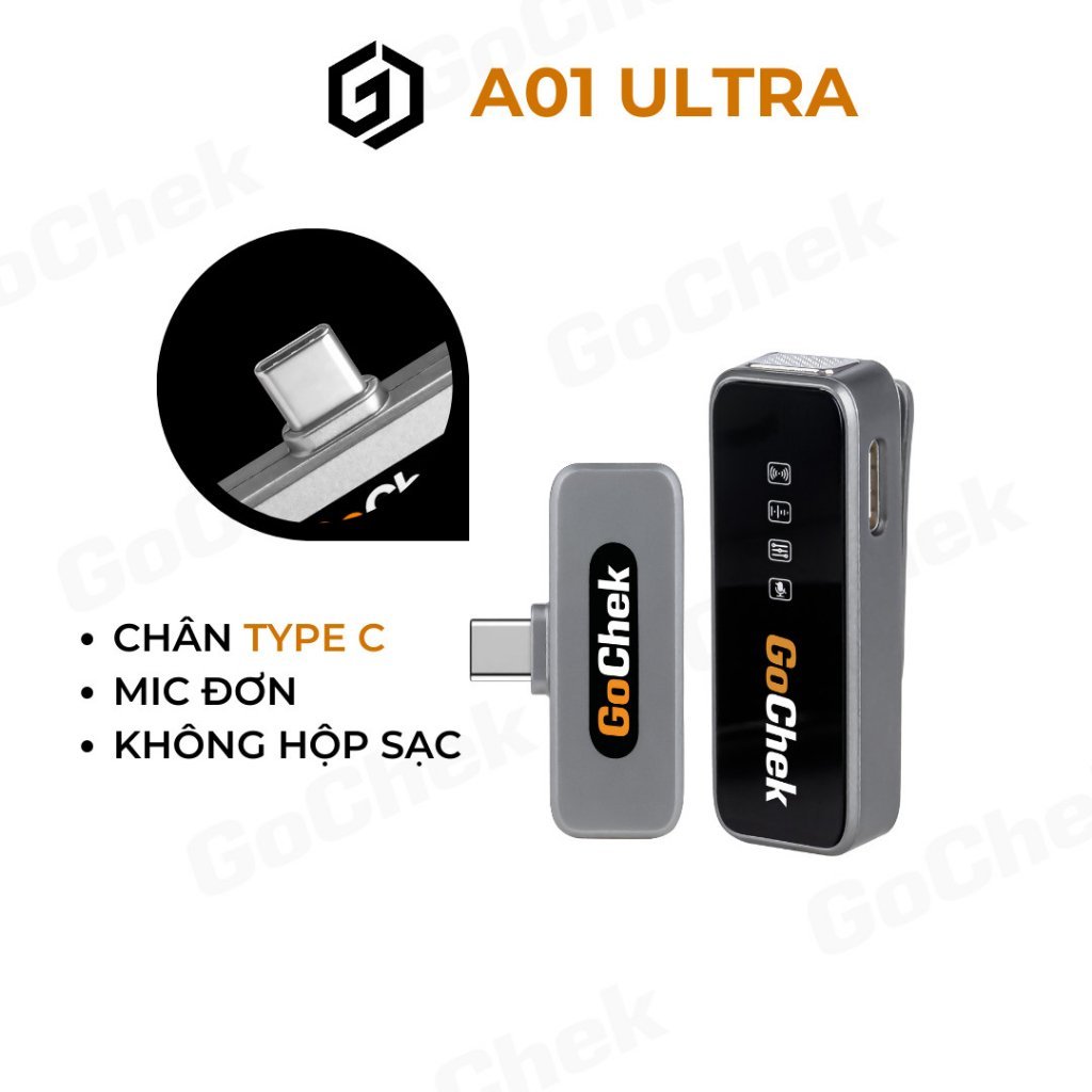 Mic Thu Âm Không Dây Gochek Ultra, Kết Nối Ổn Định Hoạt Động Trong Bán Kính 25m, Công Nghệ Smart Mới