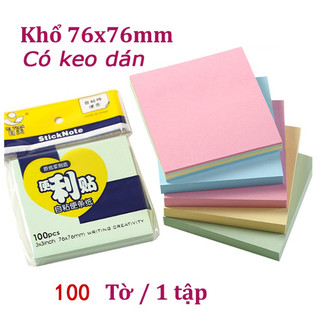 Tập 100 tờ giấy note ghi chú, giấy nhớ dày mịn 3x3 Sticky Note 4 màu