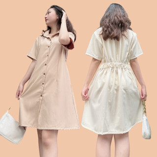 Váy sơ mi, Đầm sơmi đan thừng kiểu dáng suông cộc tay cài cúc form rộng 3 màu cách điệu S0