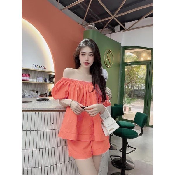Set Babydoll Tiểu Thư TRỄ VAI Kèm Quần Short Siêu Dễ Thương - Đồ Bộ Nữ , Vải Cao Cấp Không Nhăn, Quần Lưng Thun SL