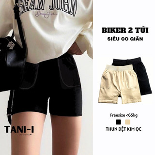 Quần Biker Legging nữ đùi TANI-I có túi không đường may chất liệu dệt kim cao cấp dày dặn siêu co giãn TA3366