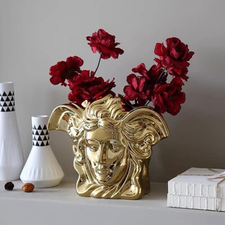 Bình hoa sứ medusa ý mạ vàng cao cấp