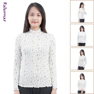  Áo giữ nhiệt nữ hoa nhí Falumar áo thun tăm dài tay co giãn 4 chiều kiểu dáng ôm body cổ cao ấm áp 