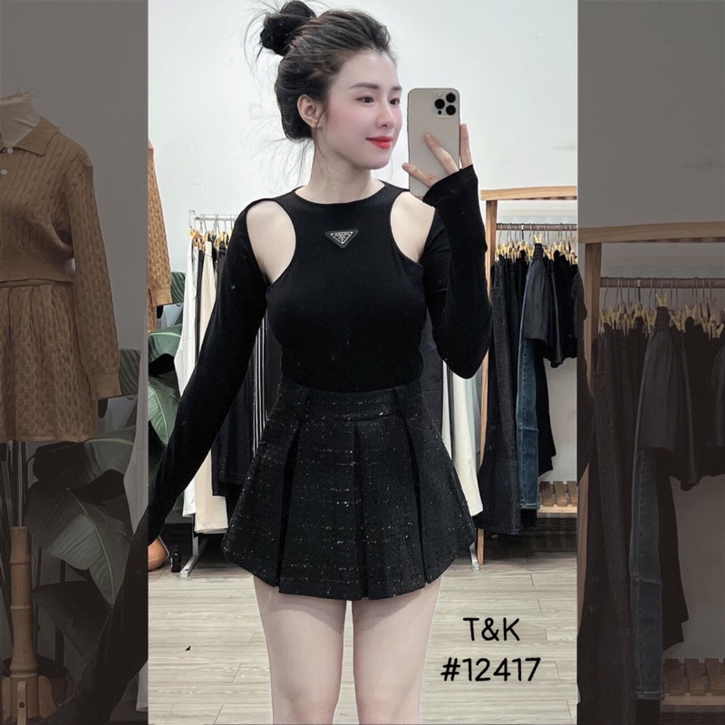 Chân váy dạ xoè xếp ly QCL1