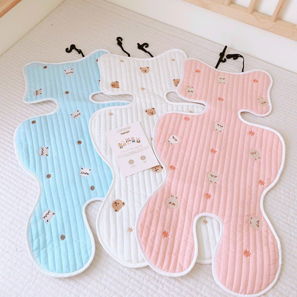 Thảm Đệm Lót Xe Đẩy Thêu Họa Tiết MONONA Cho Bé