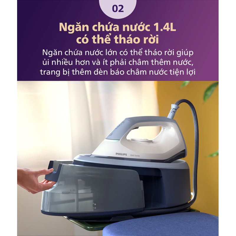 Bàn ủi hơi nước hệ thống Philips PSG3000 /20 |2400W| mặt đế Ceramic - Hàng Chính Hãng