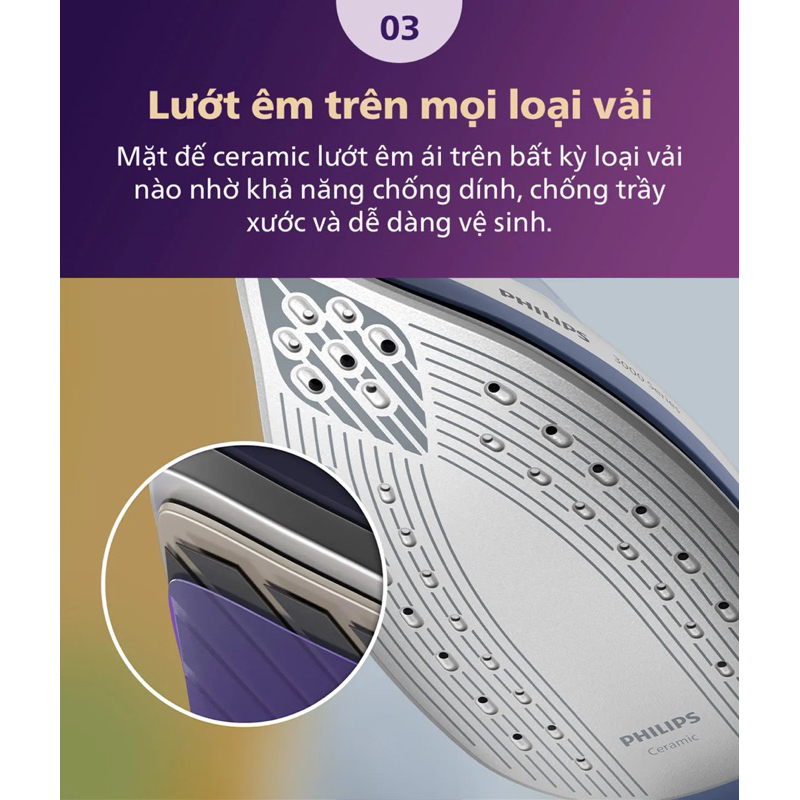 Bàn ủi hơi nước hệ thống Philips PSG3000 /20 |2400W| mặt đế Ceramic - Hàng Chính Hãng