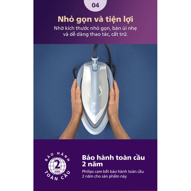 Bàn ủi hơi nước hệ thống Philips PSG3000 /20 |2400W| mặt đế Ceramic - Hàng Chính Hãng