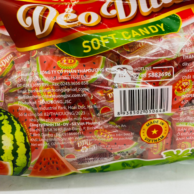 Kẹo Dẻo Dưa hấu/ Múi Cam/ Dâu Tây THAICOFC 800g