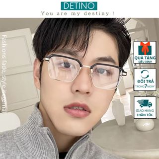 Kính mắt nam, gọng kính cận mát chống ánh sáng xanh và tia UV thời trang cạnh vuông tròn không 0 độ nửa gọng cao cấp K21