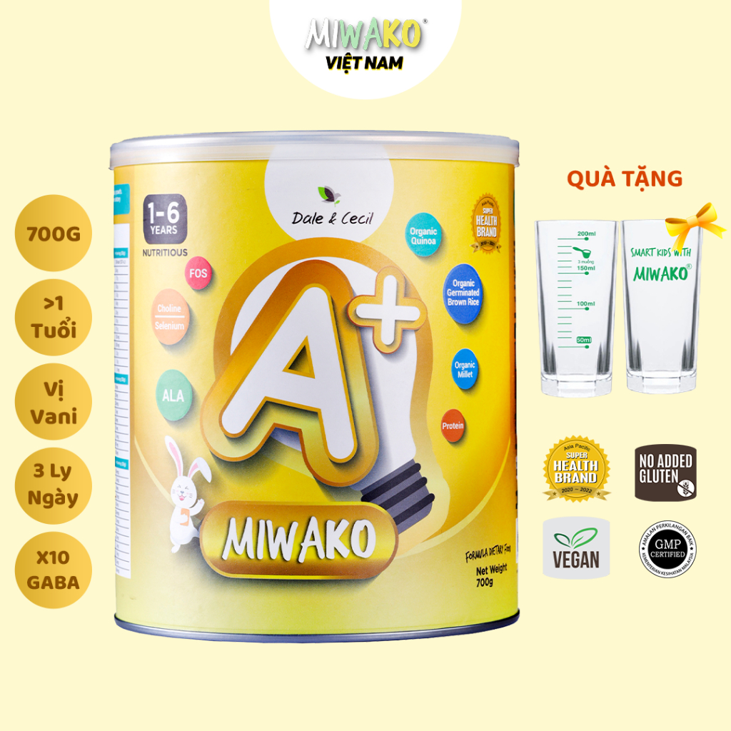 Sữa Công Thức Hạt Thực Vật Hữu Cơ MIWAKO A+ 700g Vị Vani