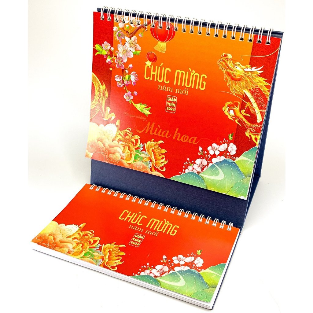 LỊCH TẾT 2024 Lịch Để Bàn Lò Xo Cứng 2024 Lịch Để Bàn Chữ M 2024  - Mẫu Ngẫu Nhiên